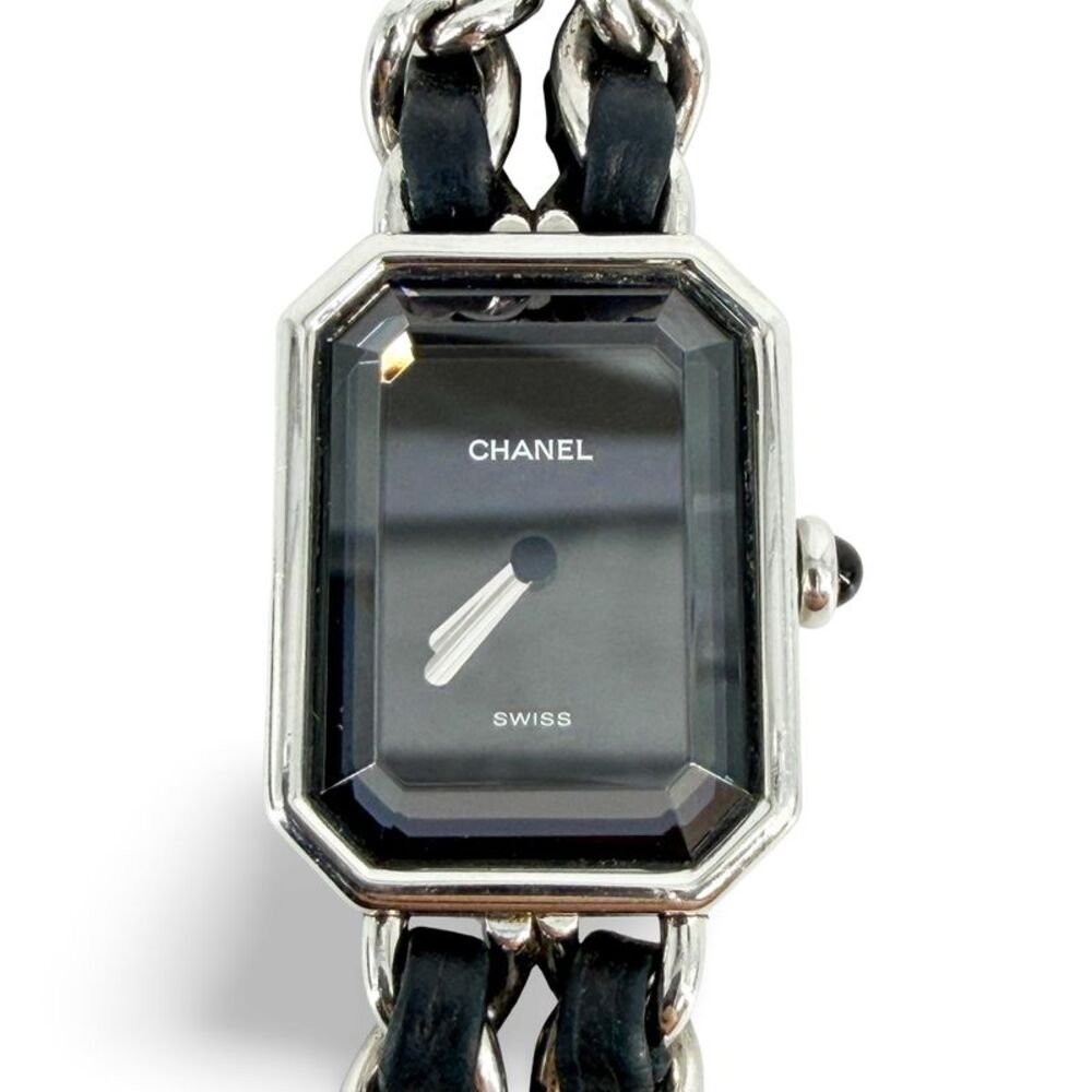 Chanel Première Steel Black Leather Chain Watch